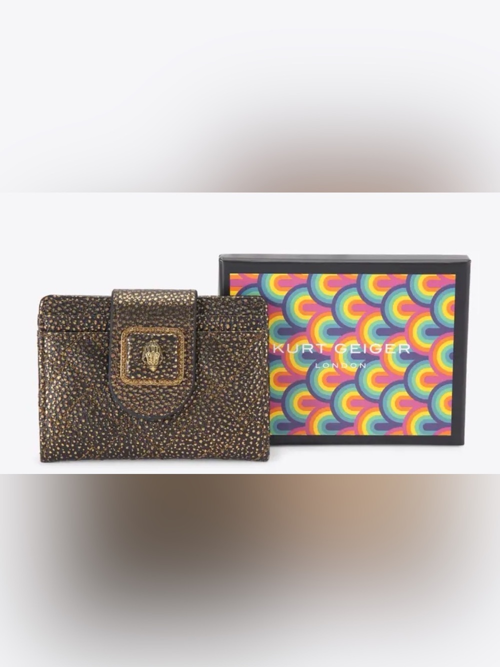 Kurt Geiger London Pimlico Bronzed Metallic Slim Card Holder NIB
